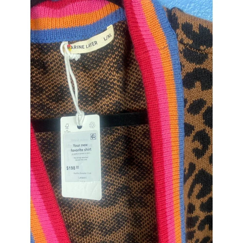 NWT Marine Layer Martha Sweater Coat Leopard Duster Cardigan L/XL Rare! - Picture 10 of 15